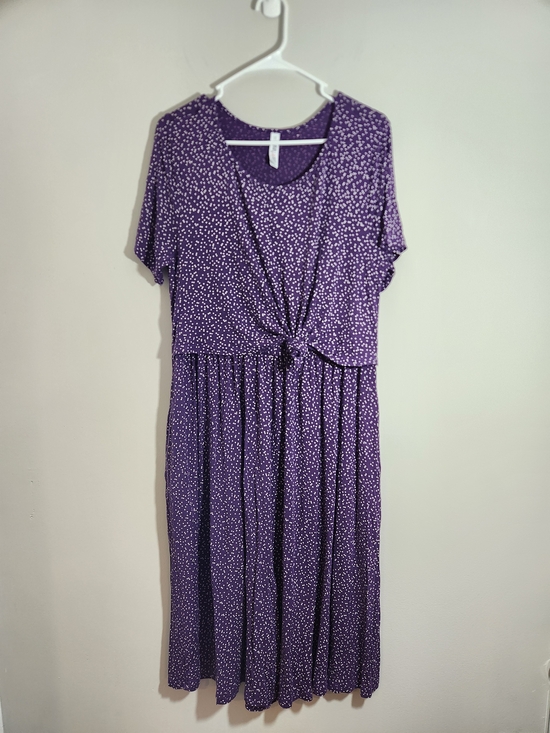 Latched Mama Dresses & Skirts - Latched Mama Purple Momper Romper Dress Knot Nursing Short Sleeve Breastfeeding